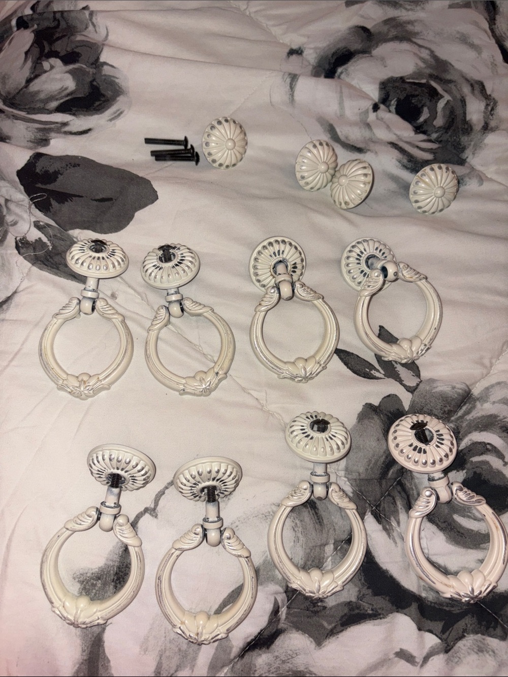 Vintage-Style White Drawer Pull Ring Handles and knobs